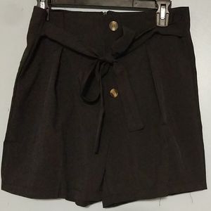 Black Shorts with Brown buttons